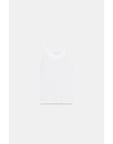 자라 골지 코튼 라운드넥 민소매 탑 3641/406/250 WHITE