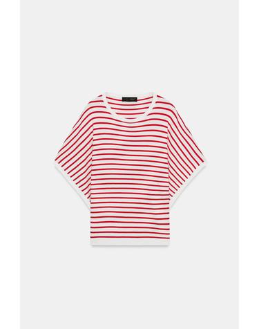 자라 와이드 반팔 라운드넥 니트 탑 3433/004/944 RED STRIPE