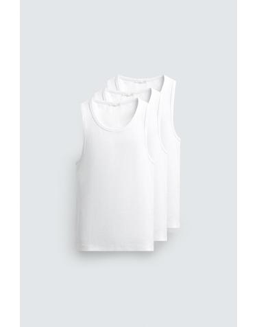 자라 슬림핏 라운드넥 민소매 탑 3장 4087/452/250 WHITE