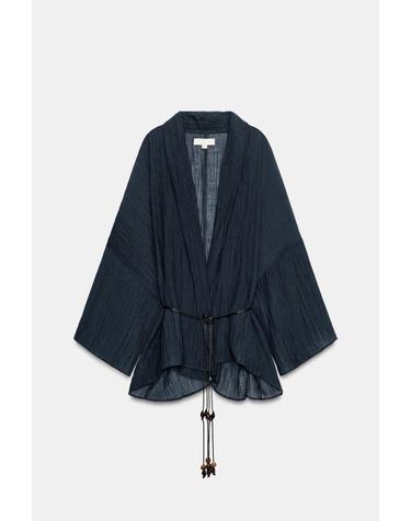 자라 링클 벨트 와이드 소매 자켓 4387/333/401 NAVY BLUE