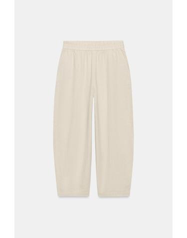 자라 린넨 혼방 테이퍼드 배럴 팬츠 4387/086/052 LIGHT BEIGE