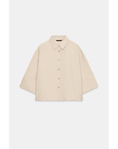 자라 와이드 슬리브 반팔 셔츠 8372/231/710 BEIGE