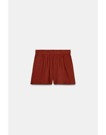 자라 린넨 혼방 밴딩 버뮤다 반바지 8073/523/670 RUSSET