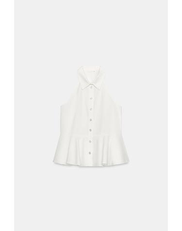 자라 홀터넥 페플럼 셔츠 1165/133/250 WHITE
