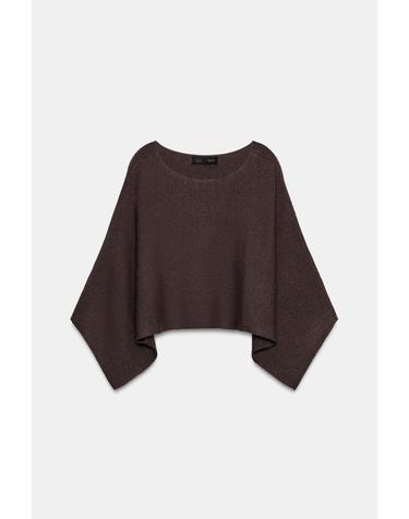 자라 보트넥 크롭 케이프 니트 스웨터 2756/044/700 BROWN