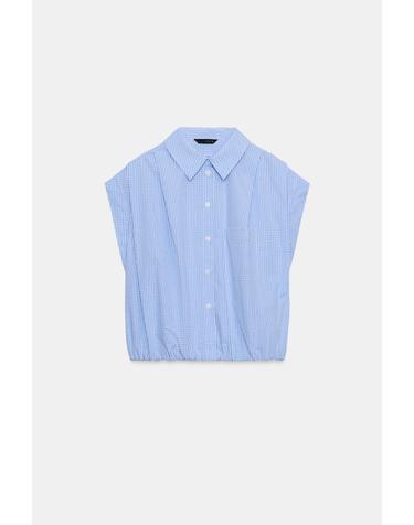 자라 깅엄 체크 레귤러카라 민소매 셔츠 6001/686/044 BLUE/WHITE
