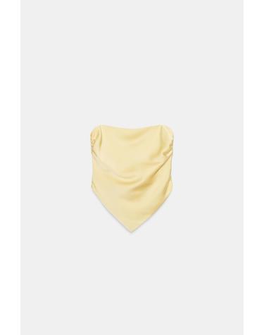 자라 백 타이 새틴 오프숄더 탑 7752/051/300 YELLOW