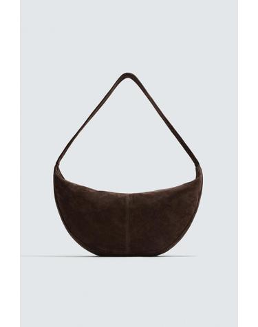 자라 프리미엄 스웨이드 레더 숄더백 3503/720/700 BROWN
