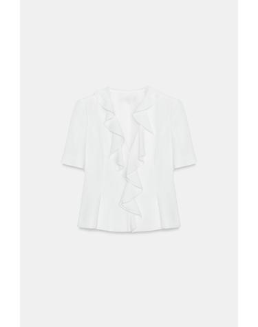 자라 러플 숄더패드 반팔 블레이저 2911/353/251 OYSTER-WHITE