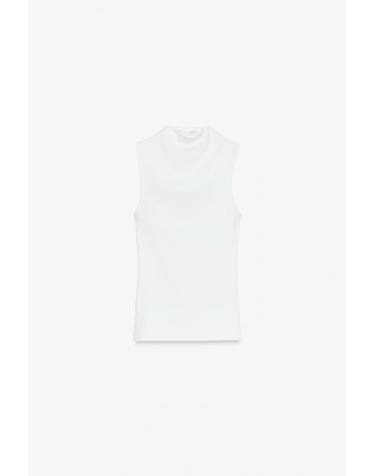 자라 코튼 모달 하이넥 민소매 탑 3641/871/250 WHITE