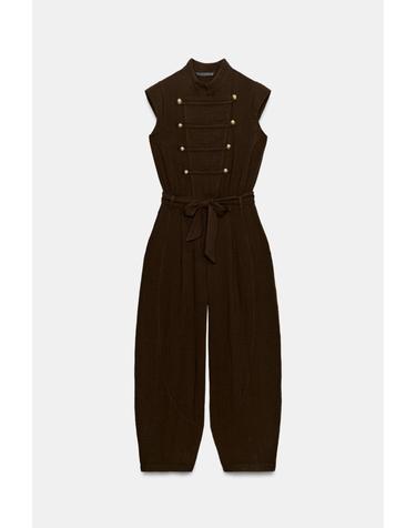 자라 하이넥 버튼 벨트 점프수트 2945/741/700 BROWN