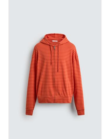 자라 스트라이프 집업 후드 스웨트셔츠 5584/350/615 ORANGE
