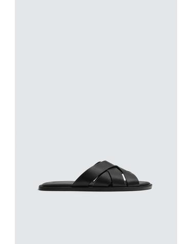 자라 레더 크로스 스트랩 슬라이드 샌들 2750/820/800 BLACK