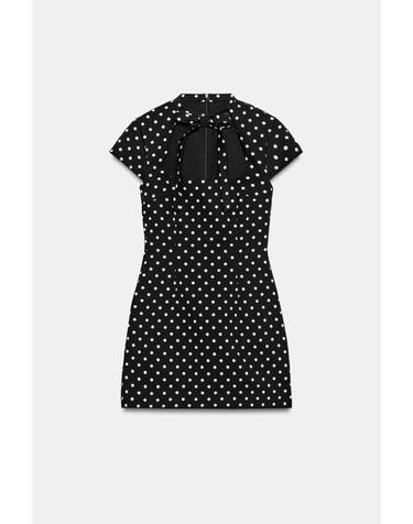 자라 도트 타이넥 반팔 미니 원피스 3152/339/084 BLACK / WHITE