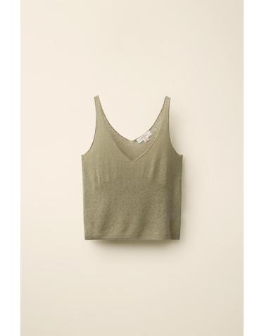 자라 카라멜 런던 린넨 니트 스트랩 탑 2142/278/505 KHAKI