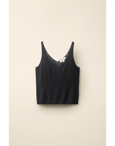자라 카라멜 런던 린넨 니트 민소매 탑 2142/278/807 ANTHRACITE GREY