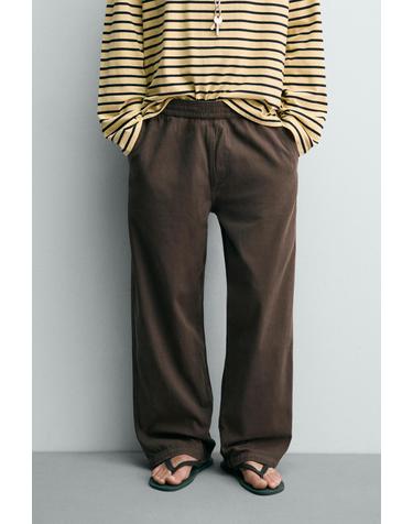 자라 릴렉스핏 헤링본 팬츠 9252/309/700 BROWN
