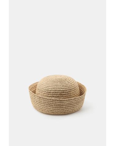 자라 라피아 턴업 햄 모자 1023/205/052 LIGHT BEIGE