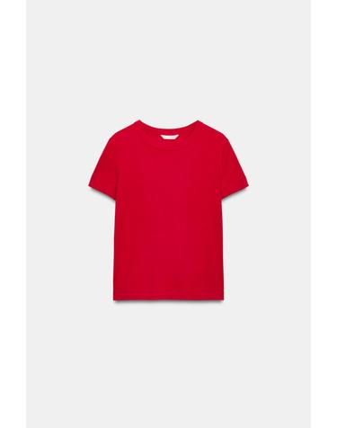 자라 레귤러핏 라운드넥 반팔 티셔츠 4174/378/632 BRIGHT RED
