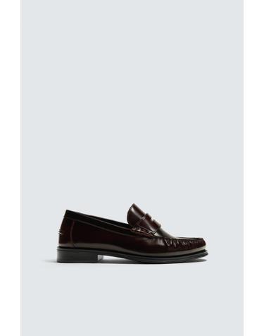 자라 슬림 힐 레더 페니 로퍼 2678/720/022 BURGUNDY RED