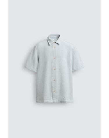 자라 레귤러핏 텍스처 반팔 셔츠 3277/401/058 WHITE / SKY BLUE