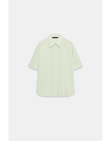자라 오버핏 스트라이프 포플린 반팔 셔츠 4764/111/131 GREEN/WHITE