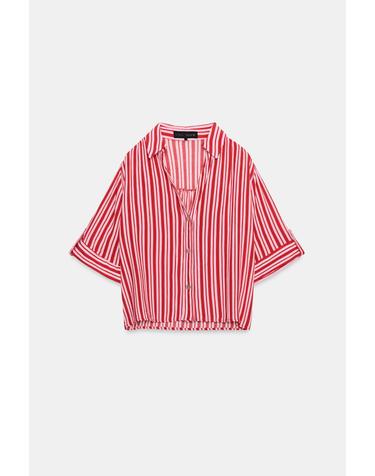 자라 스트라이프 브이넥 반팔 셔츠 4387/224/330 MULTICOLOURED