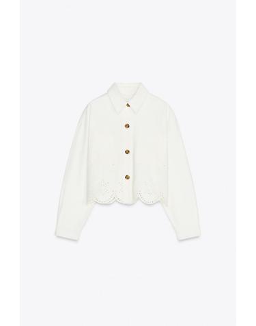 자라 크롭 컷워크 자수 테일러드 재킷 8372/029/250 WHITE