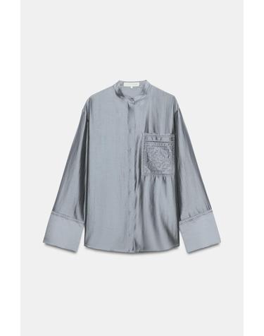 자라 자수 패치 포켓 긴팔 셔츠 4786/026/819 BLUE GREY