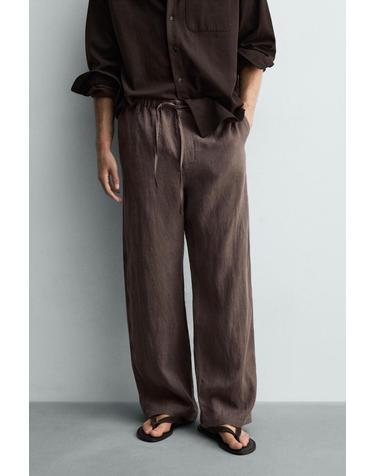 자라 100% 린넨 릴렉스핏 팬츠 2634/325/737 BROWN / TAUPE