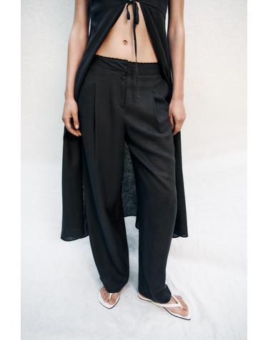 자라 레이스 린넨 혼방 스트레이트 팬츠 3666/098/807 ANTHRACITE GREY