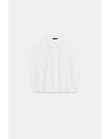 자라 벌룬 크롭 플리츠 민소매 셔츠 6001/686/250 WHITE