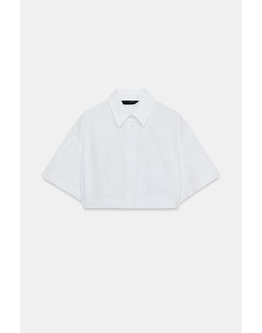 자라 스트라이프 포플린 크롭 반팔 셔츠 7747/288/044 BLUE/WHITE