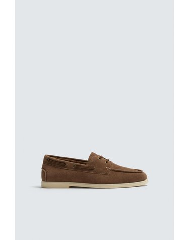 자라 스플릿 스웨이드 레더 데크 슈즈 2433/820/700 BROWN