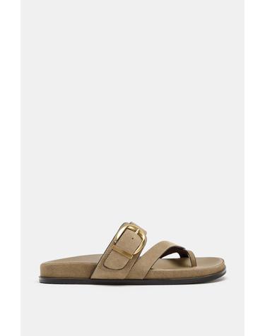 자라 레더 토 포스트 플랫 샌들 2603/810/107 SAND BROWN