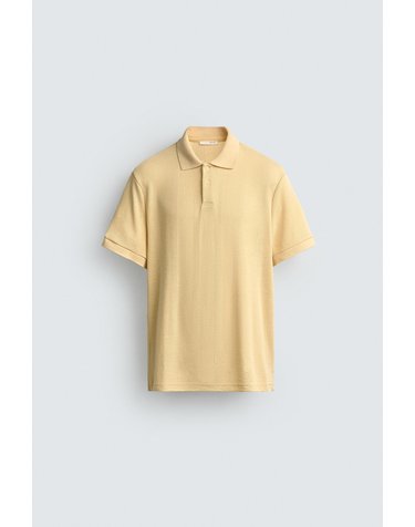 자라 레귤러핏 스트라이프 자카드 반팔 폴로셔츠 4087/406/300 YELLOW