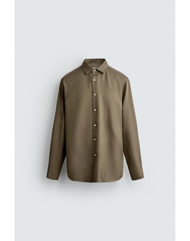 자라 린넨 리오셀 레귤러핏 긴팔 셔츠 5679/185/505 KHAKI