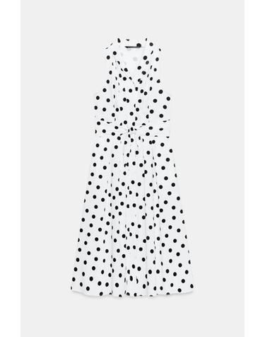 자라 도트 민소매 브이넥 미디 원피스 7624/423/084 BLACK / WHITE