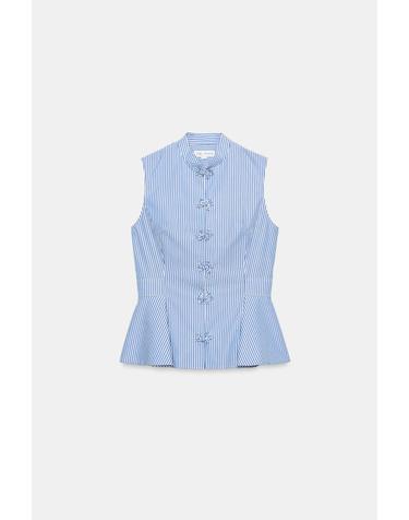 자라 스트라이프 페플럼 민소매 셔츠 1232/775/044 BLUE/WHITE