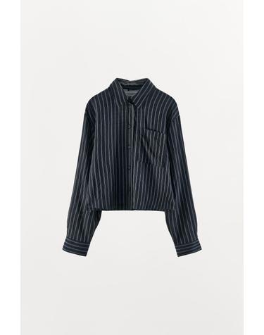 자라 스트라이프 프린트 긴팔 셔츠 9047/815/043 NAVY / WHITE