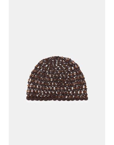 자라 크로셰 비즈 스컬캡 비니 3920/235/700 BROWN