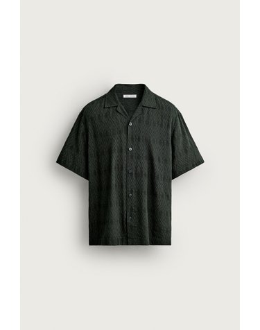 자라 지오메트릭 자카드 릴렉스핏 반팔 셔츠 1450/300/500 GREEN