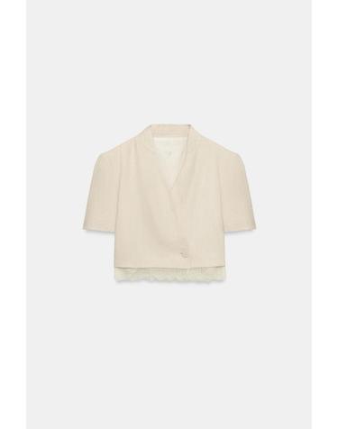 자라 레이스 트림 크롭 블레이저 7810/733/052 LIGHT BEIGE