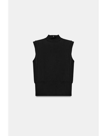자라 오픈백 하이넥 숄더패드 니트 탑 3920/371/800 BLACK
