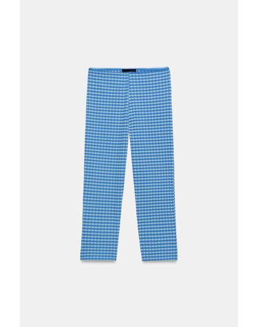 자라 깅엄 체크 크롭 카프리 팬츠 5039/813/044 BLUE/WHITE