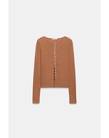 자라 슬림핏 러스틱 버튼업 긴팔 티셔츠 5039/462/749 DARK RUSSET
