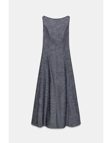 자라 린넨 혼방 오픈백 민소매 미디 원피스 7901/837/405 INDIGO