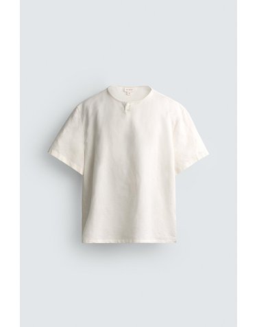 자라 헴프 코튼 헨리넥 반팔 셔츠 3692/305/251 OYSTER-WHITE