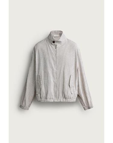 자라 체크 크롭 집업 재킷 0706/757/251 OYSTER-WHITE