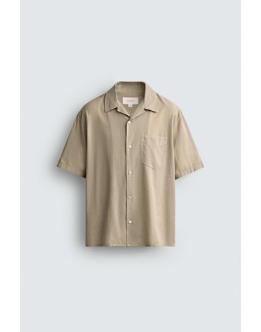 자라 코튼 보일 볼링 칼라 반팔 셔츠 4008/509/832 TAUPE GREY